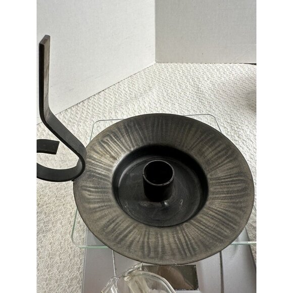 Punched Pierced Tin Votive Candle Holder with Handle Shade Glass Globe - Picture 5 of 9